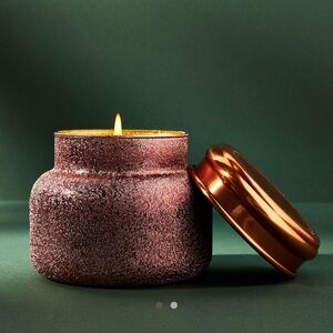 NEW Capri Blue for Anthropologie Tinsel & Spice 19oz Pink Glitter Tin Candle Jar